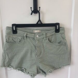 Women's Green Denim Shorts
